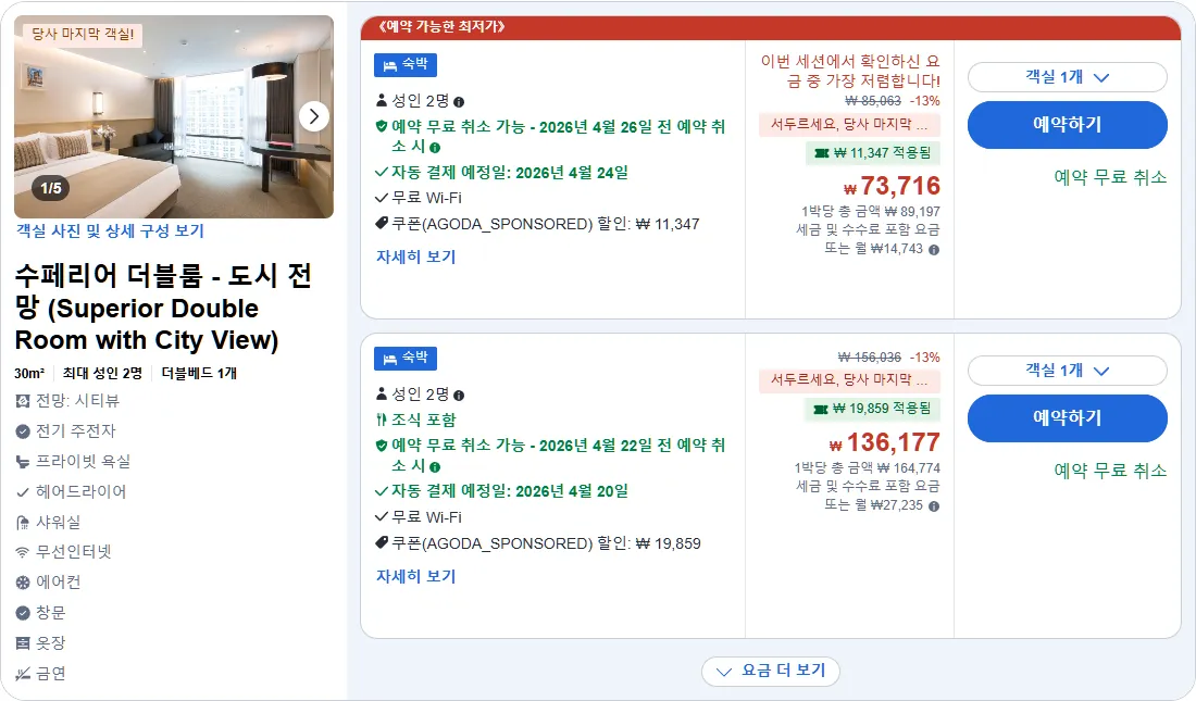 수페리어 더블룸 - 도시 전망