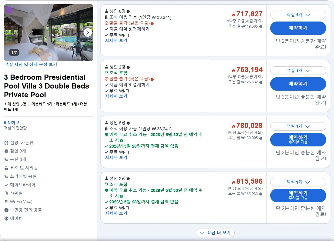 3베드룸 프레지덴셜 풀 빌라 (더블베드 3개, 전용 풀) / 3 Bedroom Presidential Pool Villa 3 Double Beds Private Pool