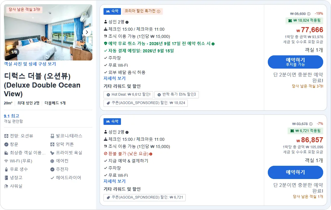 디럭스 더블 (오션뷰)